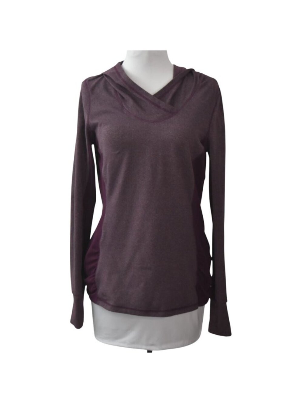 Kyodan Womens L Purple Hooded Long Sleeve Top Thumbhole Activewear Athletic